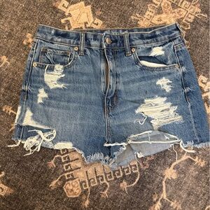 American Eagle Outfitters Blue Distressed Jean Shorts